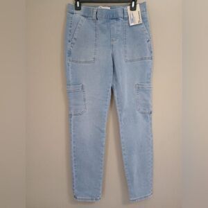 NWT NOBO Light Wash Cargo Cropped Pull On High Rise Jeggings Size Medium (8-10)